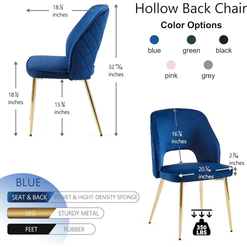 Lot de 4 chaises de maison rembourrées avec dossier creux