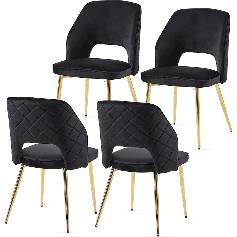 Lot de 4 chaises de maison rembourrées avec dossier creux