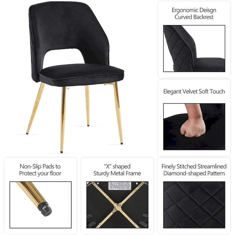 Lot de 4 chaises de maison rembourrées avec dossier creux