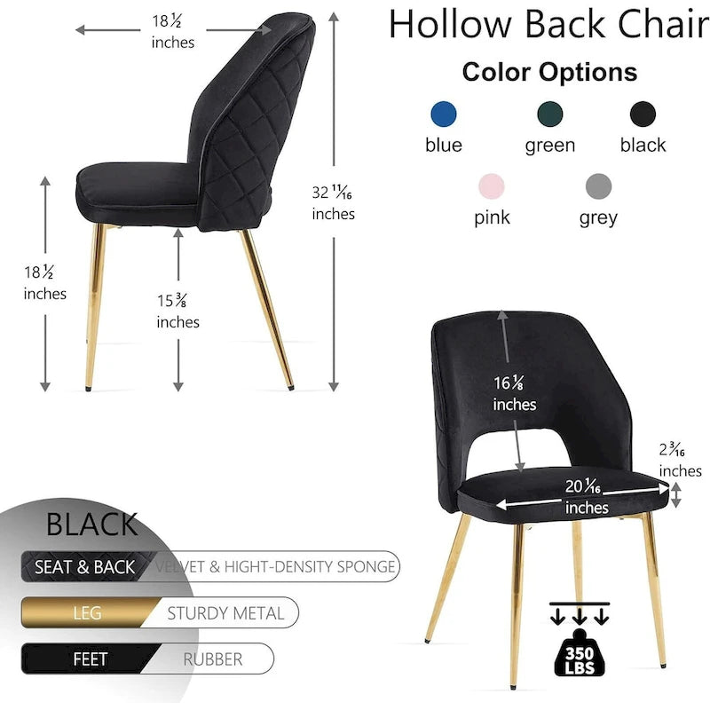 Lot de 4 chaises de maison rembourrées avec dossier creux
