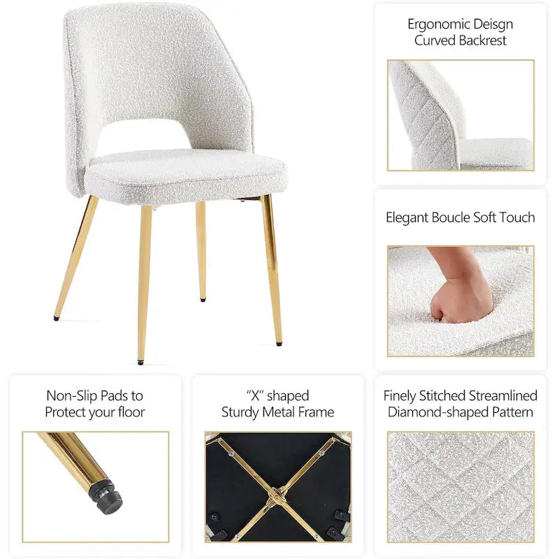 Lot de 4 chaises de maison rembourrées avec dossier creux