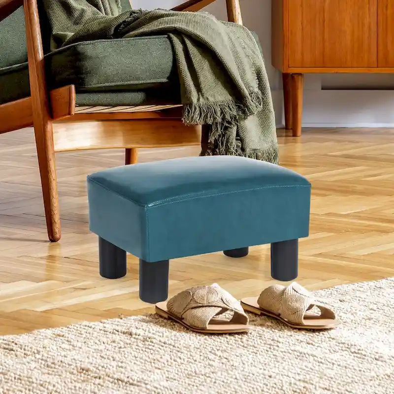 Repose-pieds ottoman en similicuir, tabouret carré rembourré