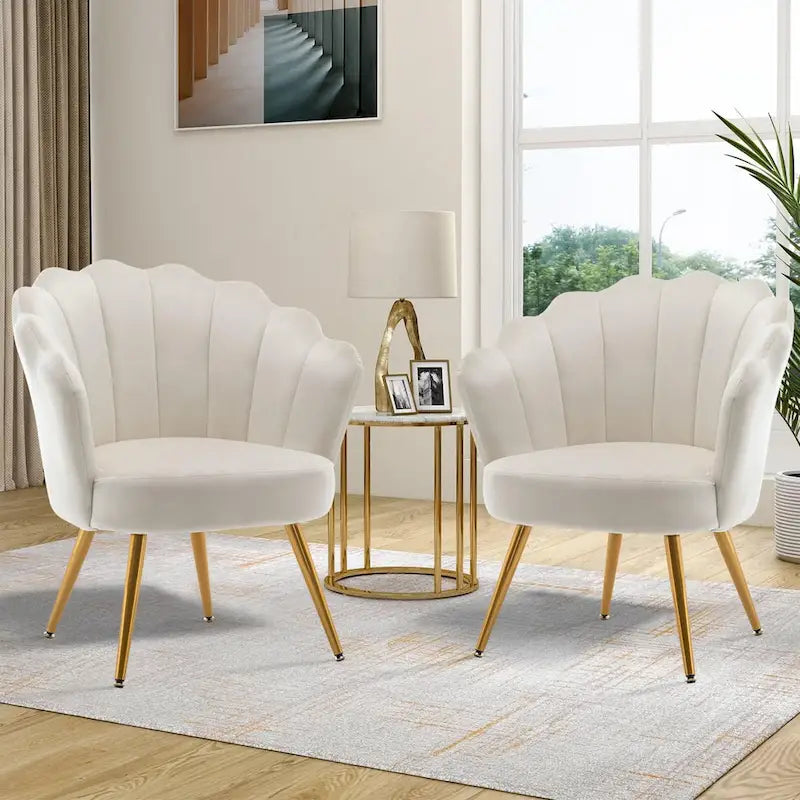 Fauteuil d'appoint pour salon, jolie chaise de coiffeuse en velours doré avec dossier pour salle de maquillage, chaise de bureau rembourrée en forme de coquille