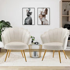 Fauteuil d'appoint pour salon, jolie chaise de coiffeuse en velours doré avec dossier pour salle de maquillage, chaise de bureau rembourrée en forme de coquille