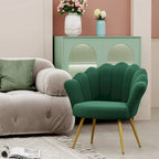 Fauteuil d'appoint pour salon, jolie chaise de coiffeuse en velours doré avec dossier pour salle de maquillage, chaise de bureau rembourrée en forme de coquille