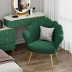 Fauteuil d'appoint pour salon, jolie chaise de coiffeuse en velours doré avec dossier pour salle de maquillage, chaise de bureau rembourrée en forme de coquille