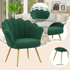 Fauteuil d'appoint pour salon, jolie chaise de coiffeuse en velours doré avec dossier pour salle de maquillage, chaise de bureau rembourrée en forme de coquille