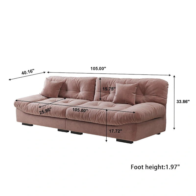 Causeuse canapé sectionnel moderne 105 en velours poncé Cloud pour salon