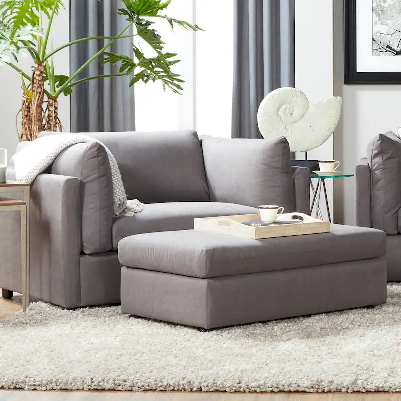 Enda Fauteuil câlin à dossier rembourré surdimensionné avec ottoman