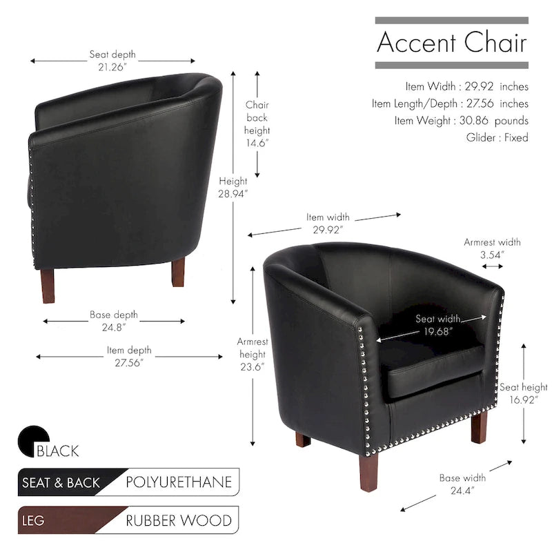 Fauteuil club d'appoint en similicuir