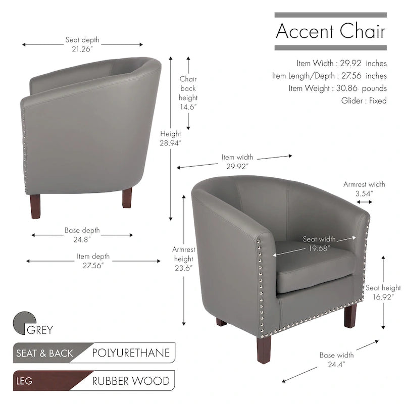 Fauteuil club d'appoint en similicuir