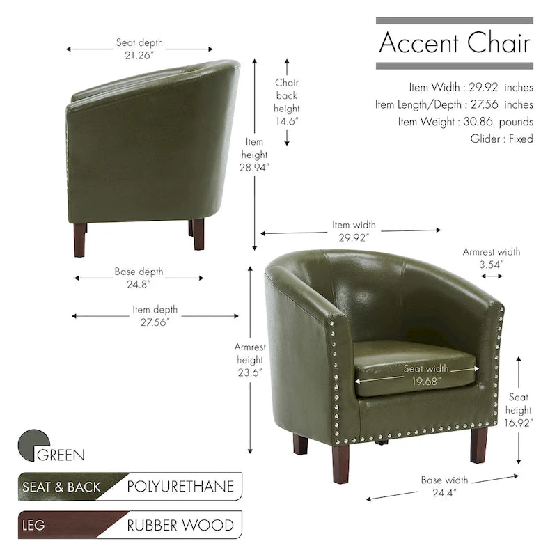 Fauteuil club d'appoint en similicuir