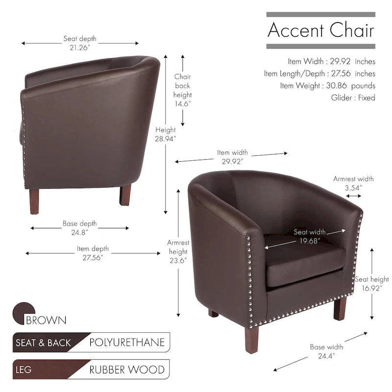 Fauteuil club d'appoint en similicuir