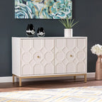 Buffet contemporain décoratif à 2 portes avec quincaillerie dorée