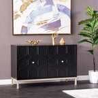 Buffet contemporain décoratif à 2 portes avec quincaillerie dorée