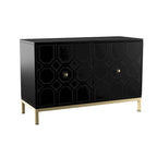 Buffet contemporain décoratif à 2 portes avec quincaillerie dorée