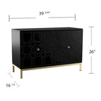 Buffet contemporain décoratif à 2 portes avec quincaillerie dorée