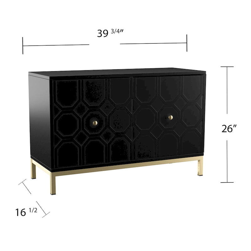 Buffet contemporain décoratif à 2 portes avec quincaillerie dorée