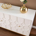 Buffet contemporain décoratif à 2 portes avec quincaillerie dorée