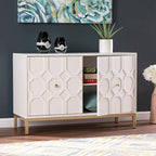 Buffet contemporain décoratif à 2 portes avec quincaillerie dorée