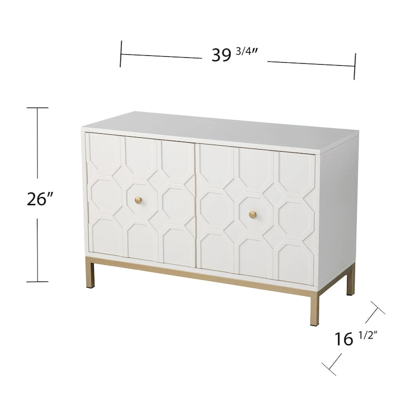 Buffet contemporain décoratif à 2 portes avec quincaillerie dorée