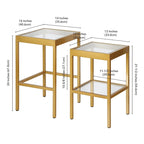 Tables gigognes en métal et verre trempé