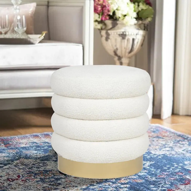 Pouf rond en velours rembourré