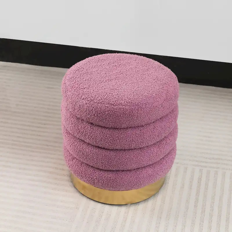 Pouf rond en velours rembourré