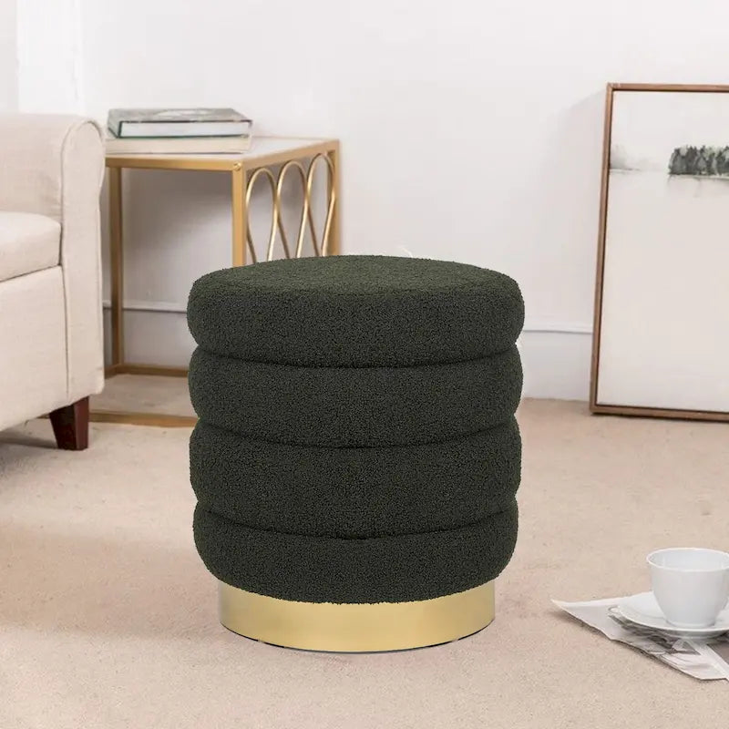 Pouf rond en velours rembourré