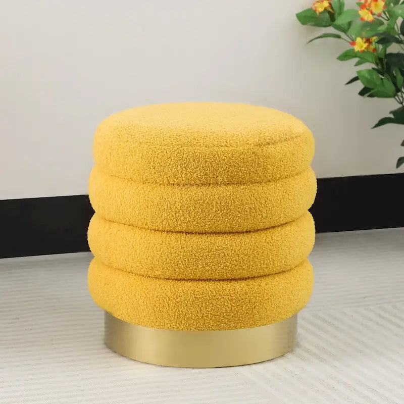 Pouf rond en velours rembourré