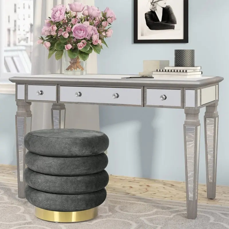 Pouf rond en velours rembourré