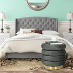 Pouf rond en velours rembourré