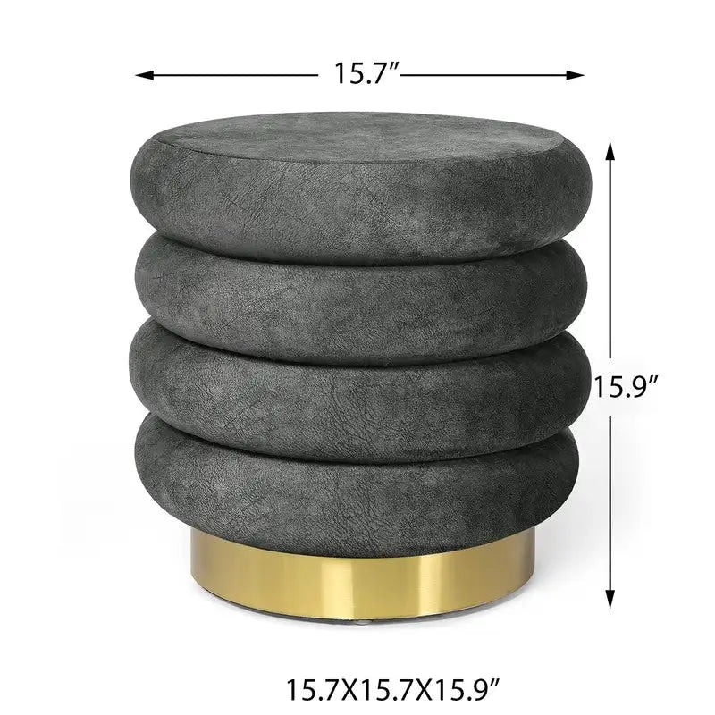 Pouf rond en velours rembourré