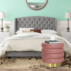 Pouf rond en velours rembourré