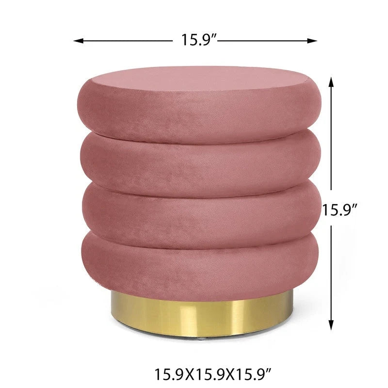 Pouf rond en velours rembourré