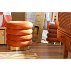 Pouf rond en velours rembourré
