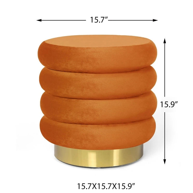 Pouf rond en velours rembourré