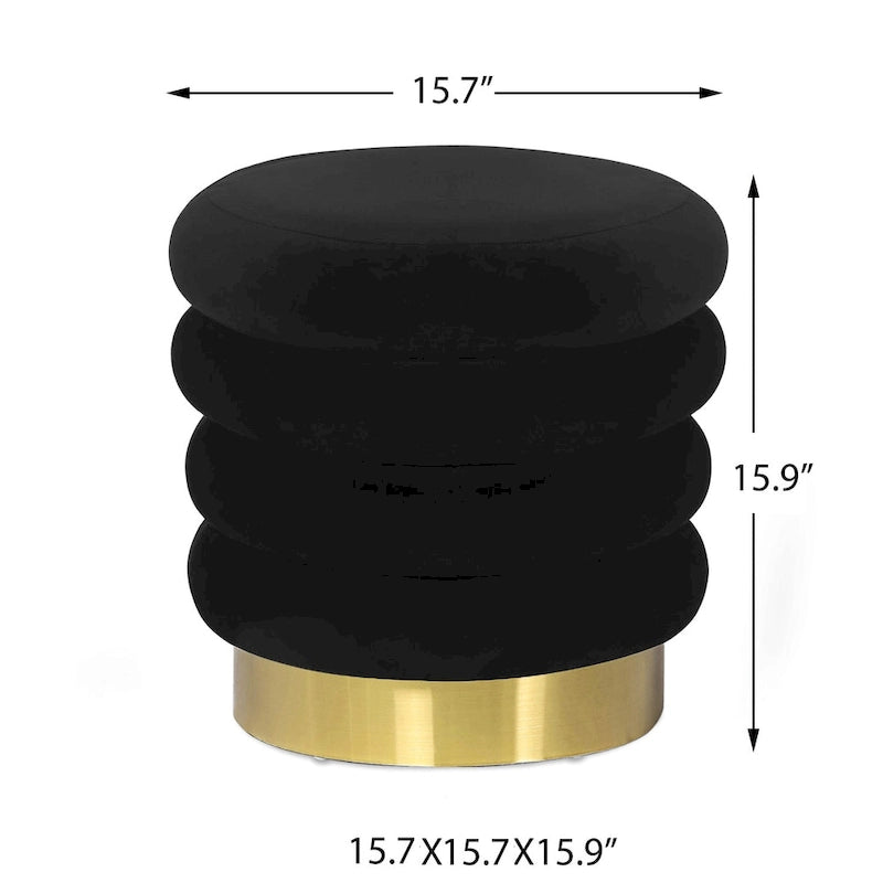 Pouf rond en velours rembourré