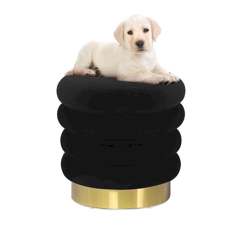 Pouf rond en velours rembourré
