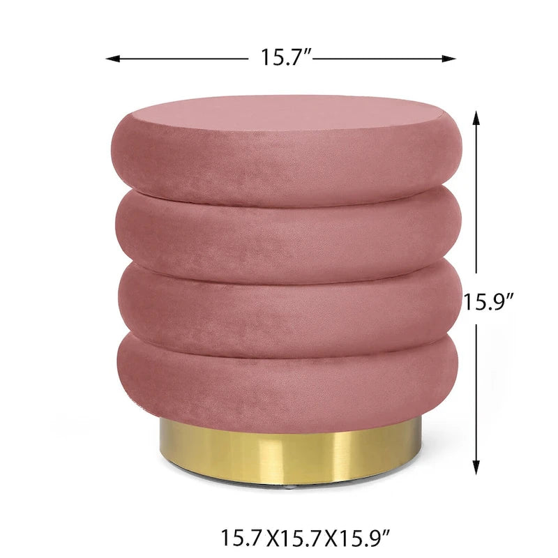 Pouf rond en velours rembourré