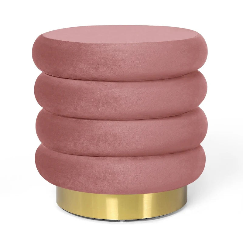 Pouf rond en velours rembourré
