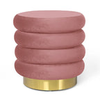 Pouf rond en velours rembourré