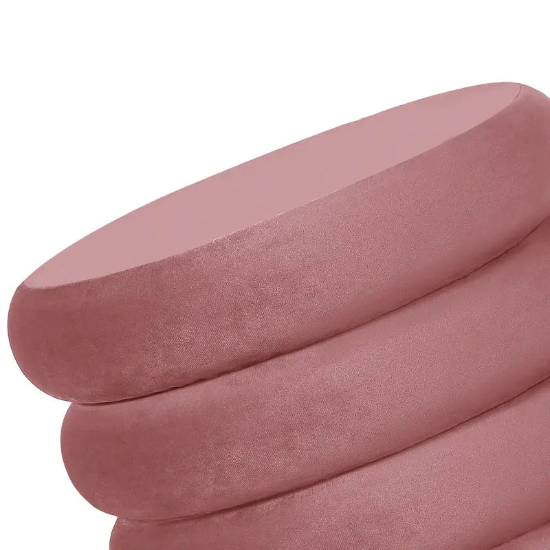 Pouf rond en velours rembourré
