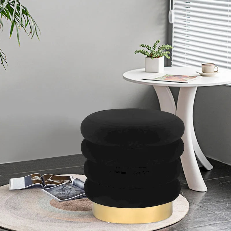 Pouf rond en velours rembourré