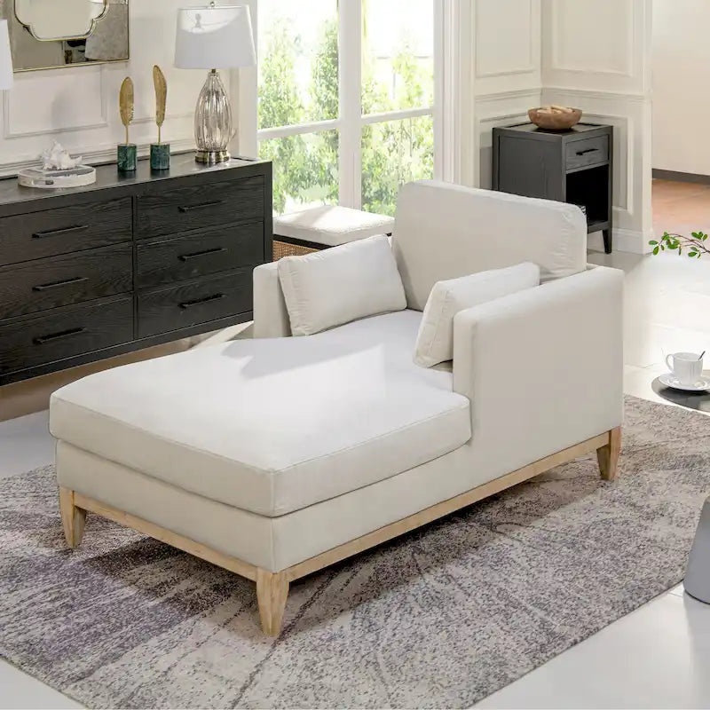 Chaise longue Knox 65 en velours performant de style ferme moderne