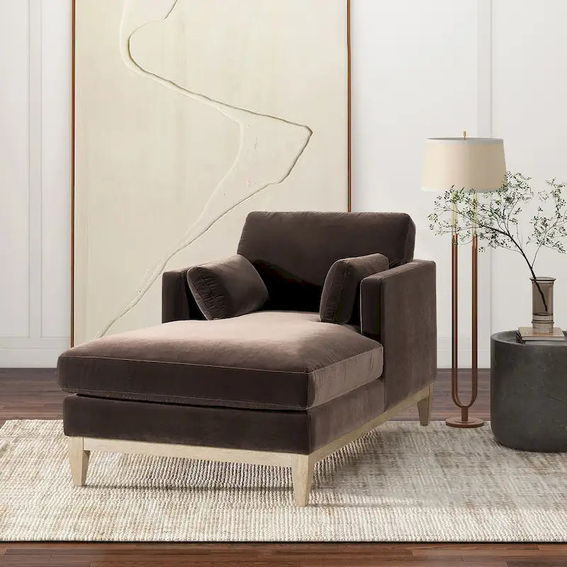 Chaise longue Knox 65 en velours performant de style ferme moderne