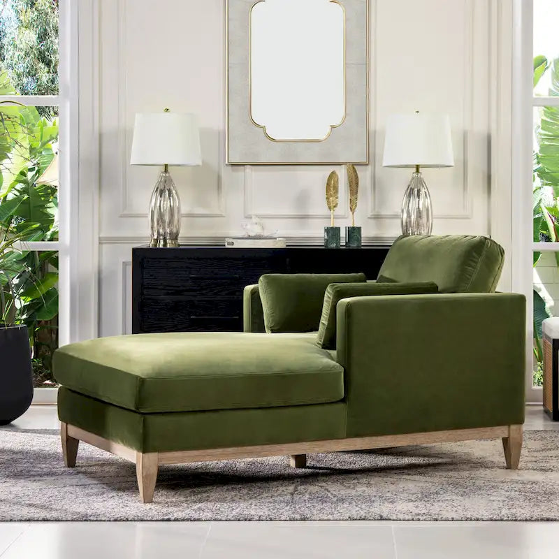 Chaise longue Knox 65 en velours performant de style ferme moderne