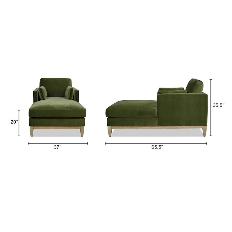 Chaise longue Knox 65 en velours performant de style ferme moderne