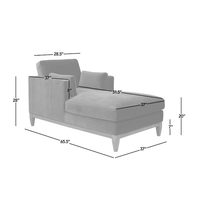 Chaise longue Knox 65 en velours performant de style ferme moderne