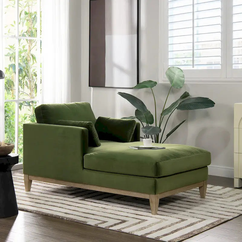 Chaise longue Knox 65 en velours performant de style ferme moderne